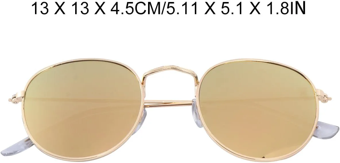 

2 ретро-солнцезащитные очки в круглой металлической оправе с цветными линзами для женщин, модный аксессуар для пляжа FOYTOKI, Assorted color - Size: About 13 x 4