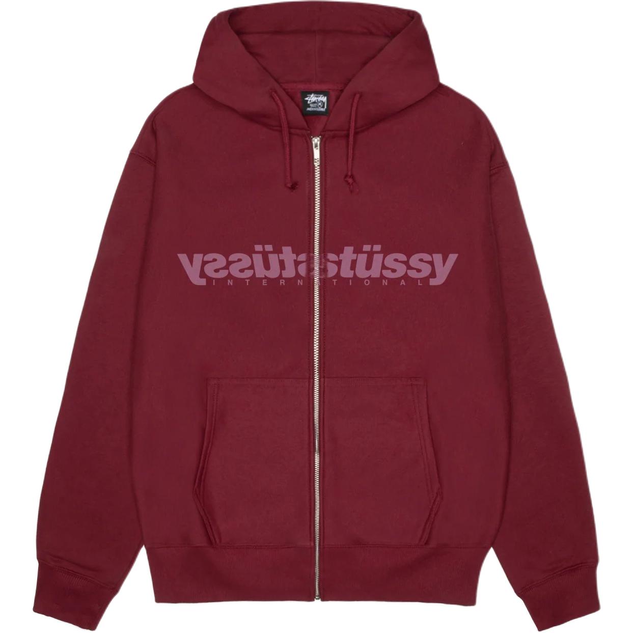 

Худи на молнии Mirror Stussy, wine красный