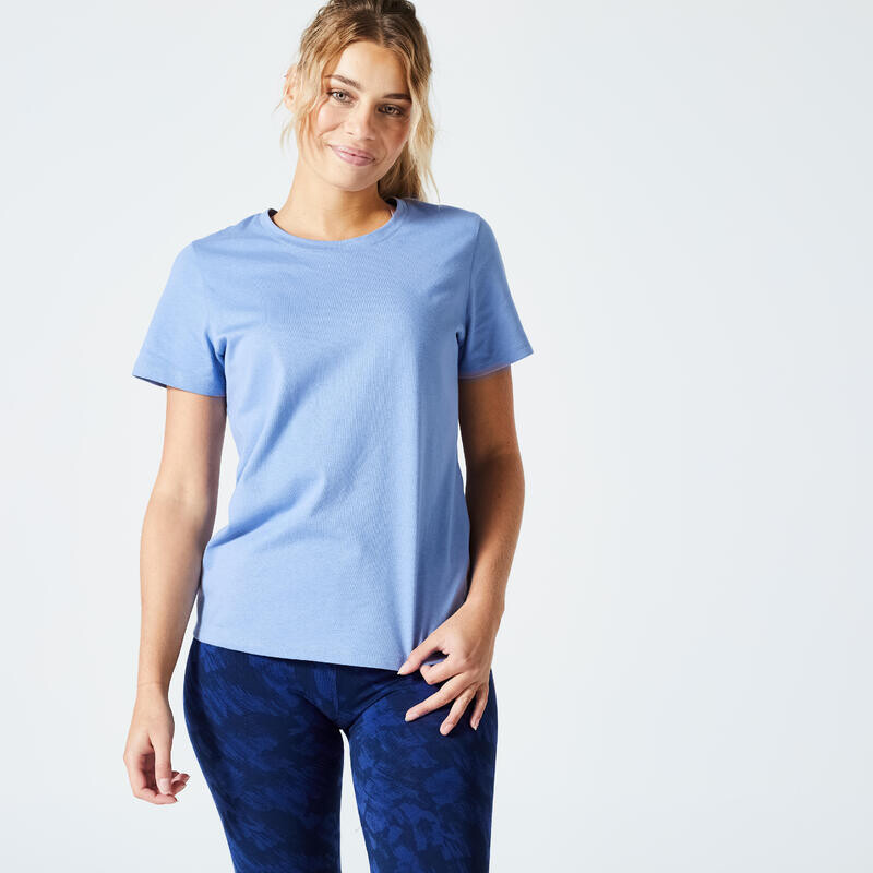 

Футболка женская - 500 Essentials синяя DOMYOS, цвет blau
