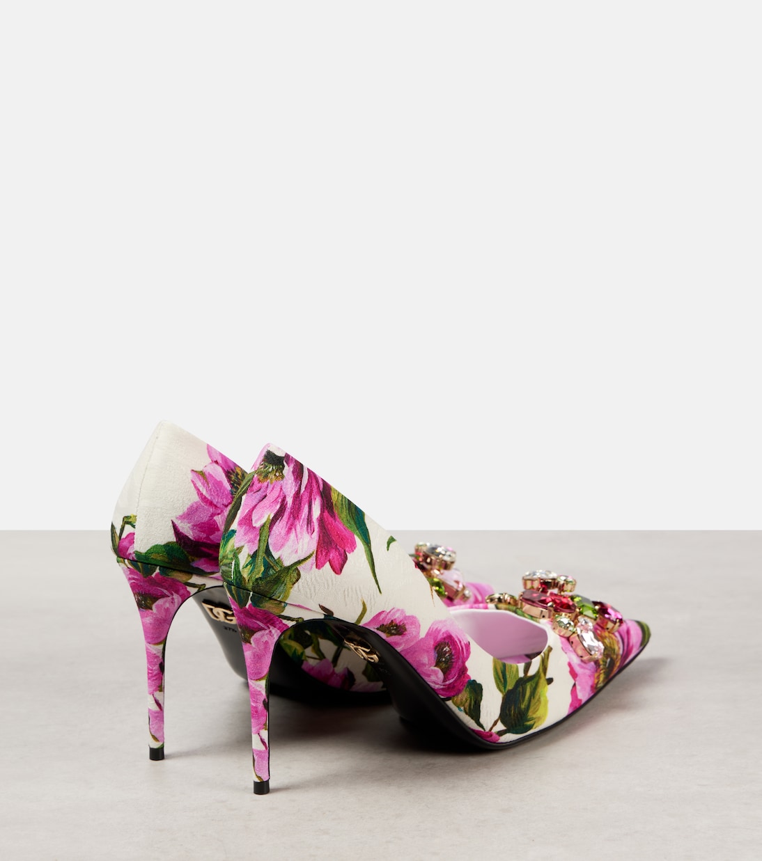 Туфли-лодочки с кожаной отделкой и декором Dolce&Gabbana, Peonie Fuxia F. Bco — фото 2