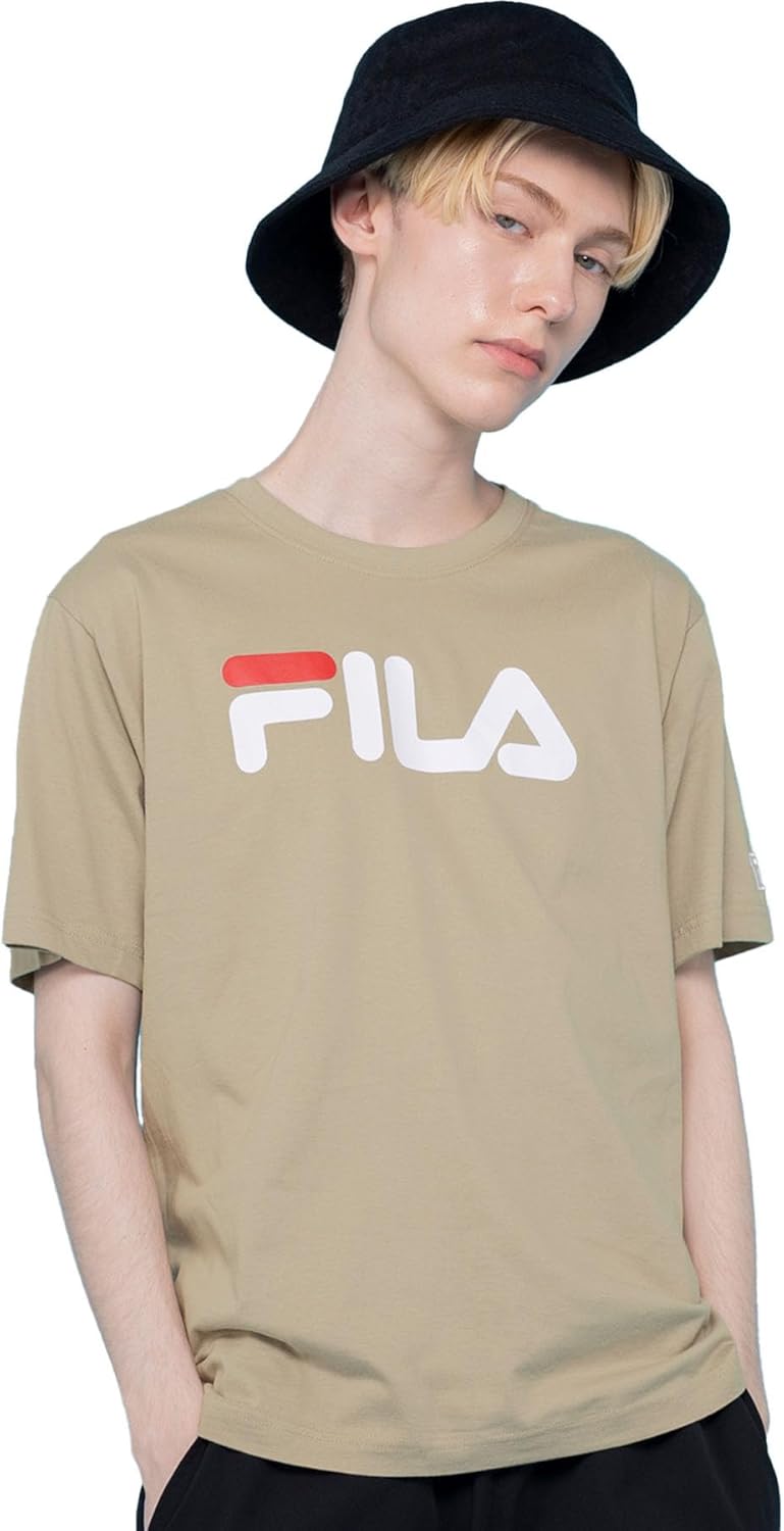 

Мужская хлопковая футболка Fila FH7301 с коротким рукавом и большим логотипом, тусклый бежевый