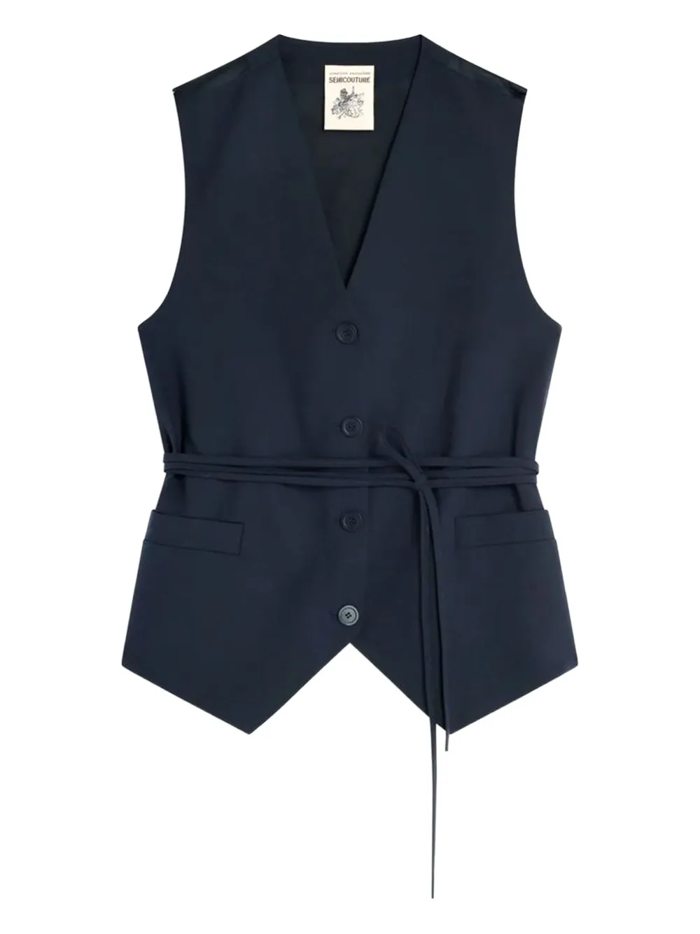 

Жилет на поясе с V-образным вырезом Semicouture, синий