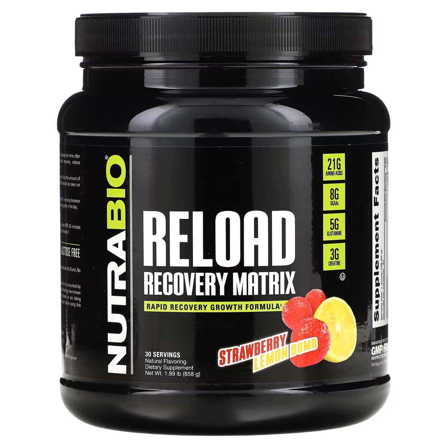 

NutraBio Reload Recovery Matrix Клубнично-лимонная бомба 1,89 фунта (858 г)