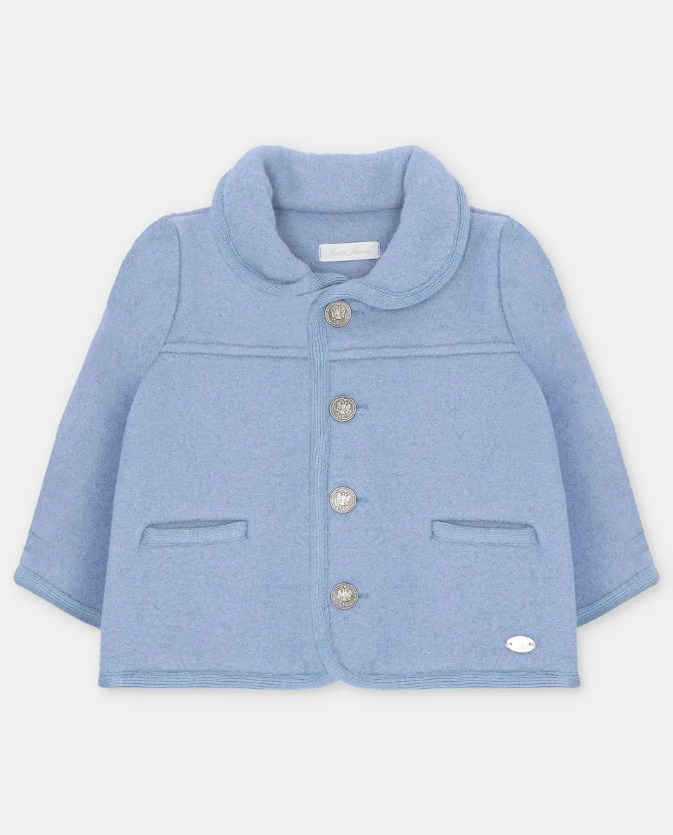 

Детское пальто из австрийской ткани с отложным воротником голубовато-серого цвета Martín Aranda