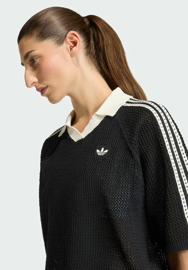 Вязаная поло рубашка Adidas Originals, Black — фото 4