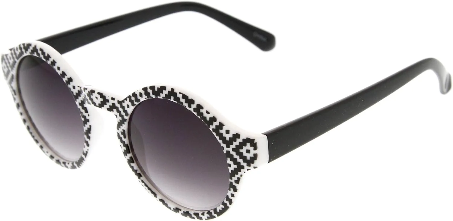 

Солнцезащитные очки zeroUV в винтажном стиле, круглые, с принтом коренных народов, в оправе с рогами (янтарный цвет, с принтом коренных народов), Native-print Amber