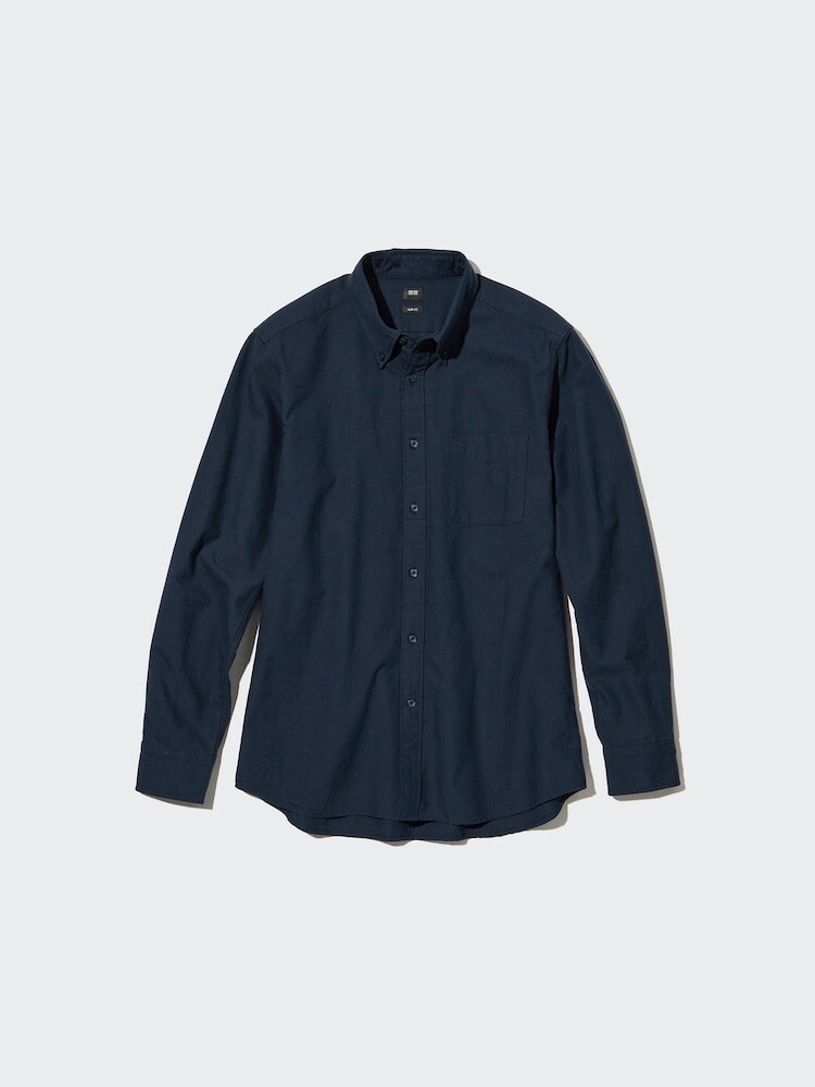 

Рубашка Оксфорд узкий крой Uniqlo, цвет 69 синий