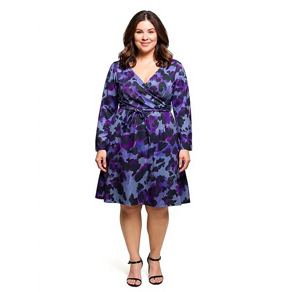 

Платье с завышенной талией и длинными рукавами Plus size 24Seven Comfort Apparel, Purple Multi