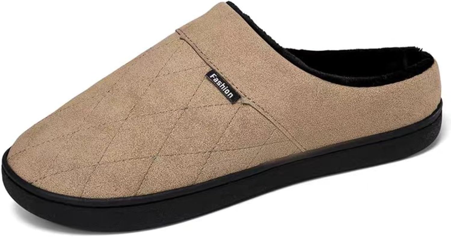 

Мужские тапочки-клоги высокой плотности, двухцветные, из хлопкового смешанного материала, с подошвой из мемори-пены, теплые домашние тапочки, подходящие для прогулок в парке и отдыха дома Corben, коричневый