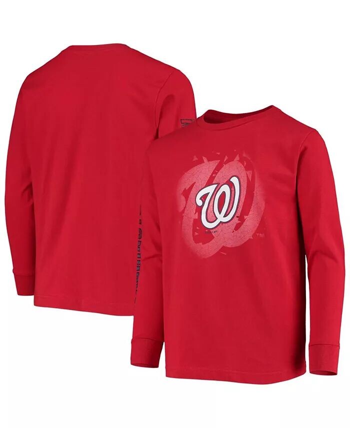 

Красная футболка с длинными рукавами и платиновым логотипом Big Boys and Girls Washington Nationals Outerstuff, красный