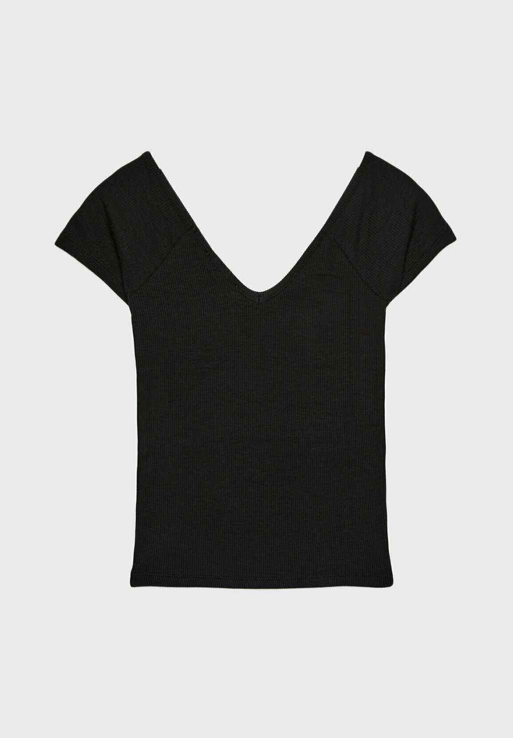 

Базовая футболка V-NECK Stradivarius, черный