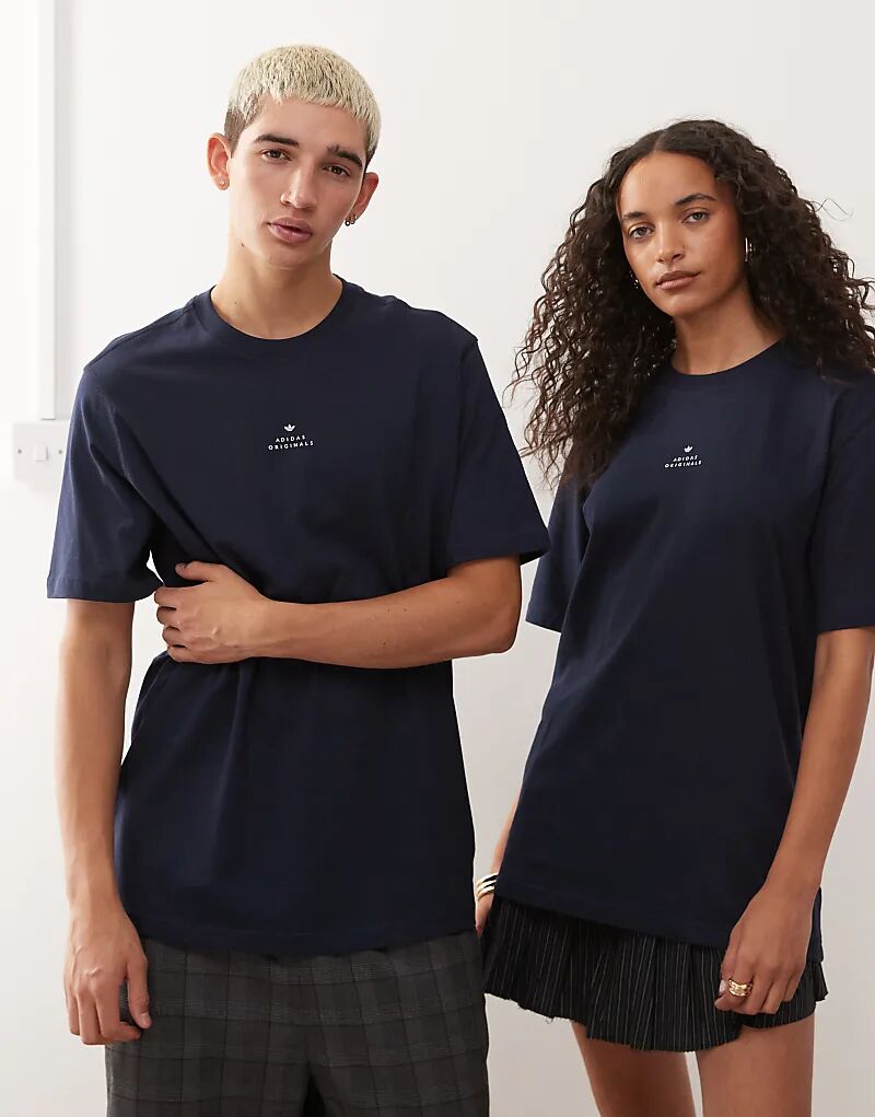 

Футболка с микрологотипом adidas Originals темно-синего цвета