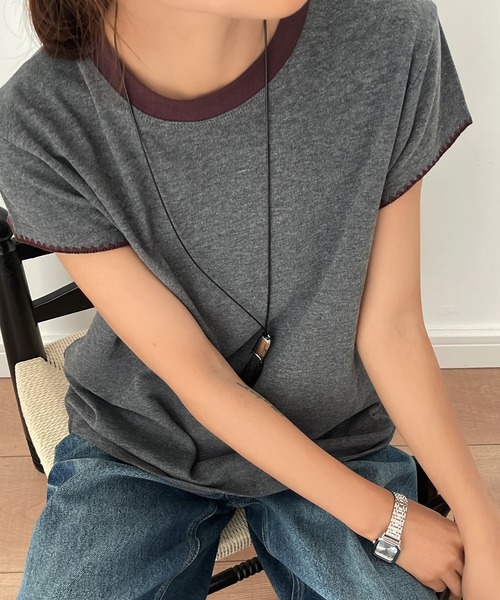 

Футболка с коротким рукавом и круглым вырезом, однотонная Lace Ladies, серый