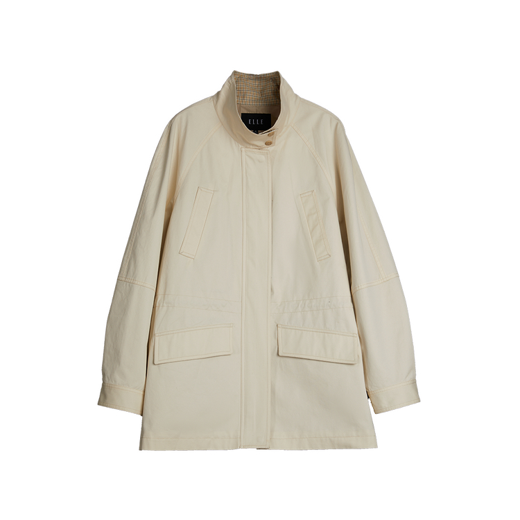 

ELLE Тренч женский Khaki с отложным воротником, умеренный