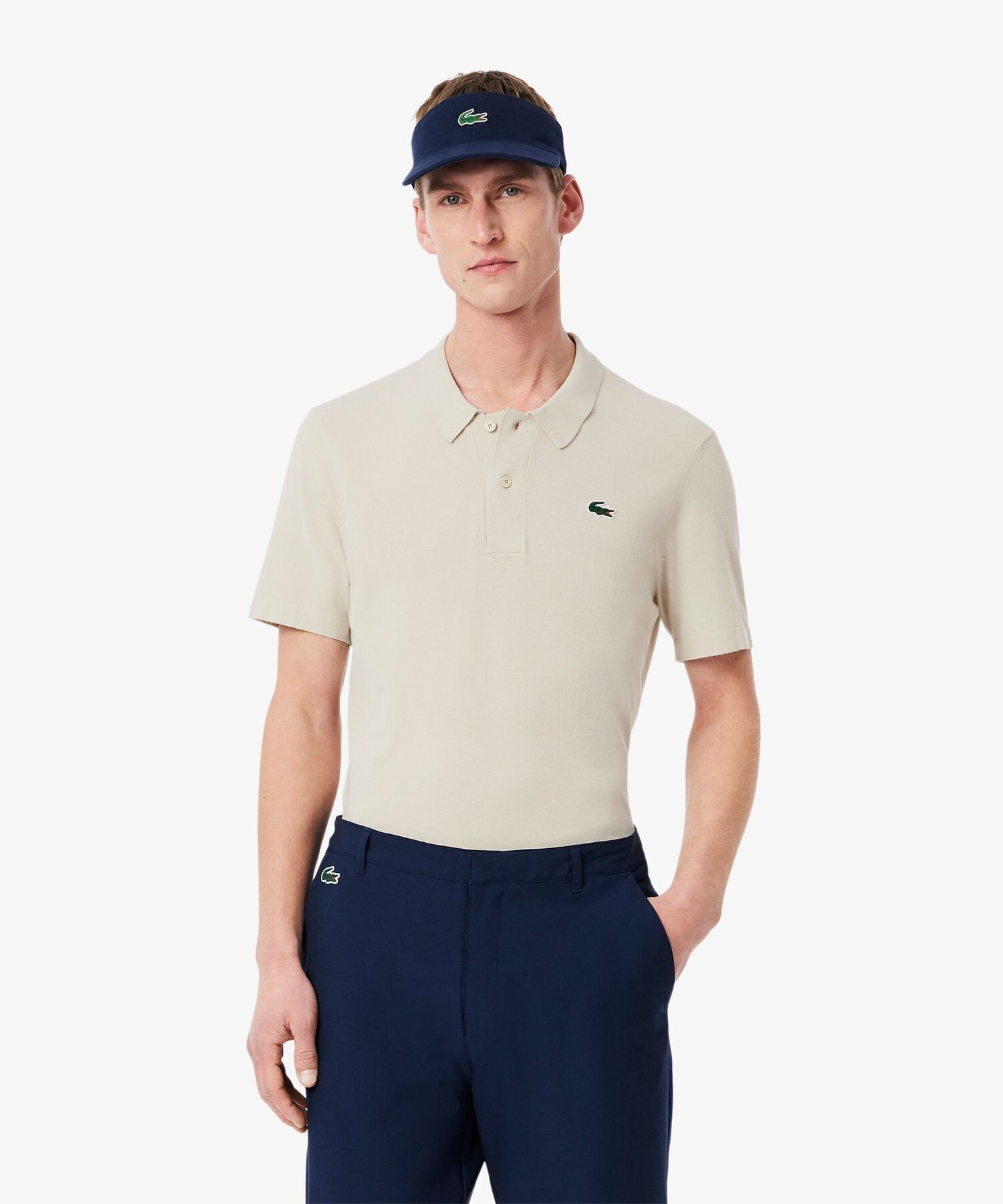 Рубашка-поло LACOSTE для гольфа, однотонная, слоновая кость