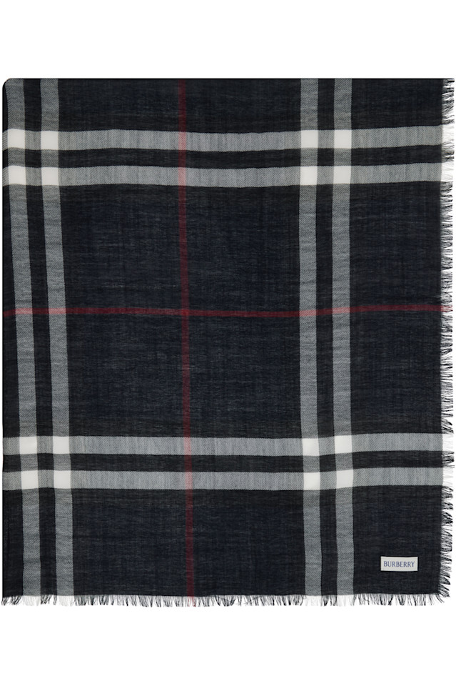 

Широкий клетчатый шерстяной шарф Burberry, цвет ink