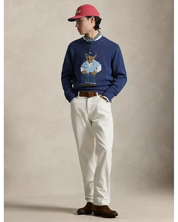Льняной и хлопковый свитер Polo Bear Polo Ralph Lauren, Navy — фото 2