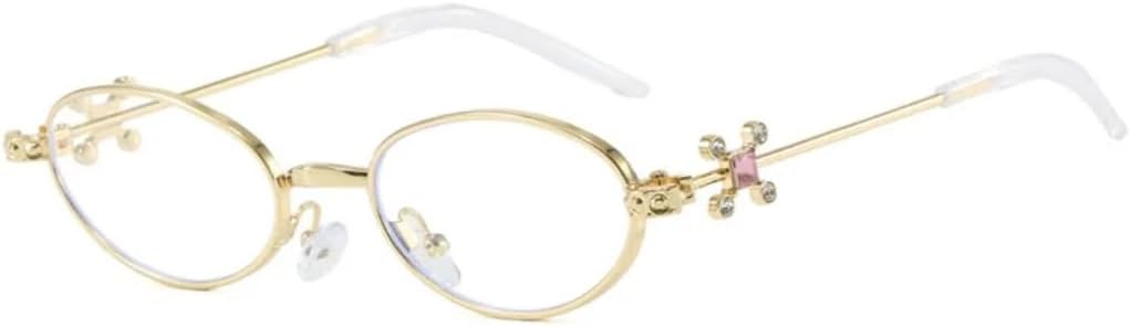 

Ретро овальные женские солнцезащитные очки, высококачественная оправа с бриллиантовой инкрустацией, в стиле стимпанк, мужские повседневные универсальные очки с защитой от УФ-излучения UV400 UATXTAU, Golden