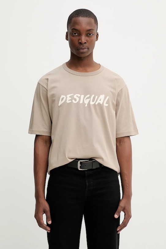 

Хлопковая футболка VICENTE Desigual, коричневый
