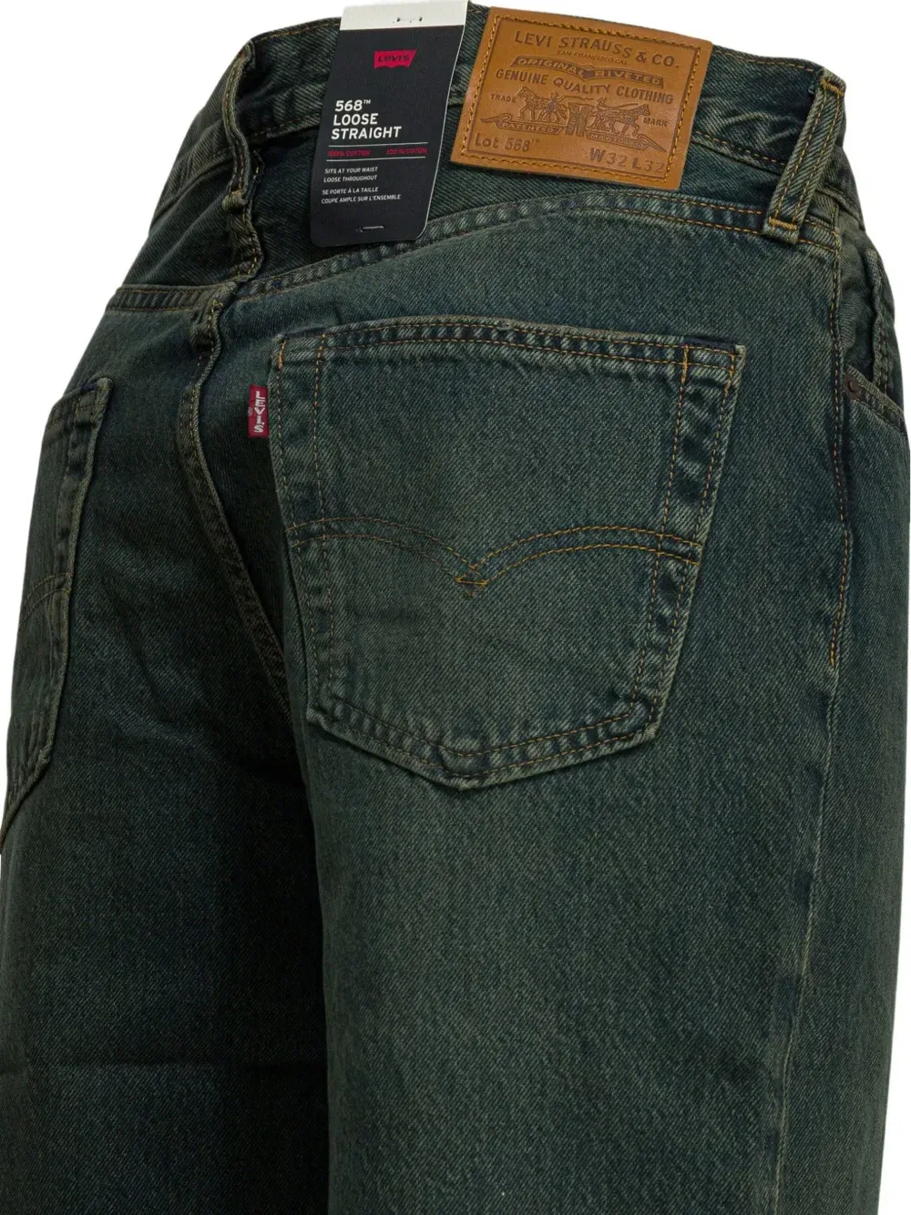 Свободные прямые джинсы 568 Levi's, зеленый — фото 4