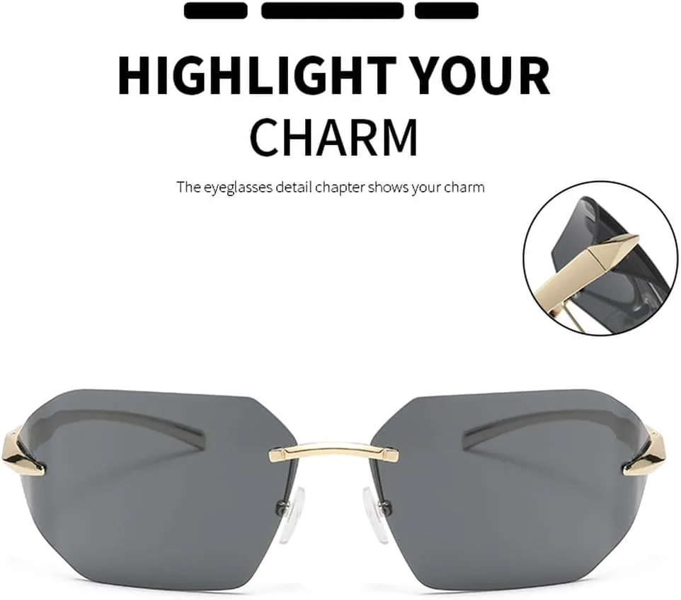 

Ретро солнцезащитные очки для женщин, модные солнцезащитные очки без оправы, многоугольные металлические винтажные очки в крупной оправе HHZZYVY, Gold Double Grey