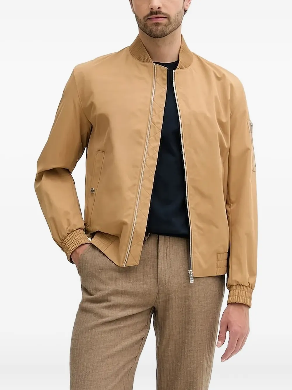 

Бомбер с вышитым логотипом BOSS, коричневый