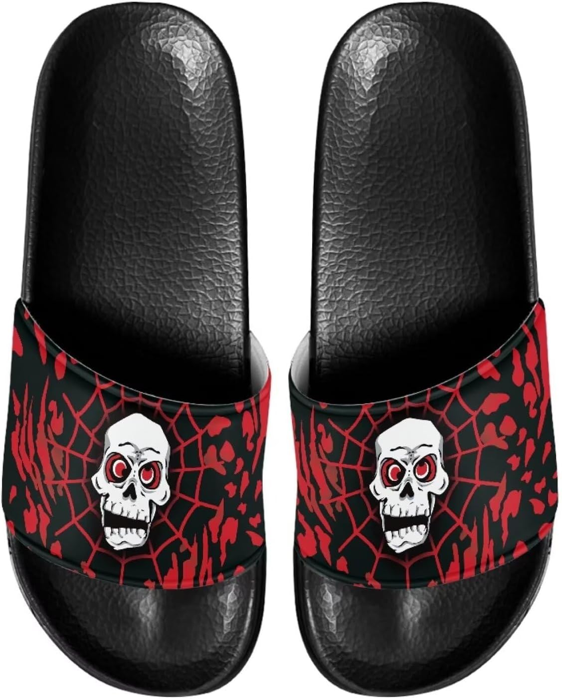 

Мужские шлепанцы для душа Kathyboom, нескользящие, с открытым носком, удобные, на плоской подошве, домашние тапочки, Skull Rose