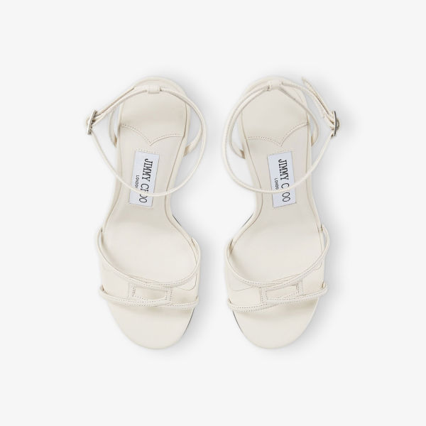 Босоножки кожаные Jimmy Choo Leo 100 на каблуке, светло-кофейный — фото 3