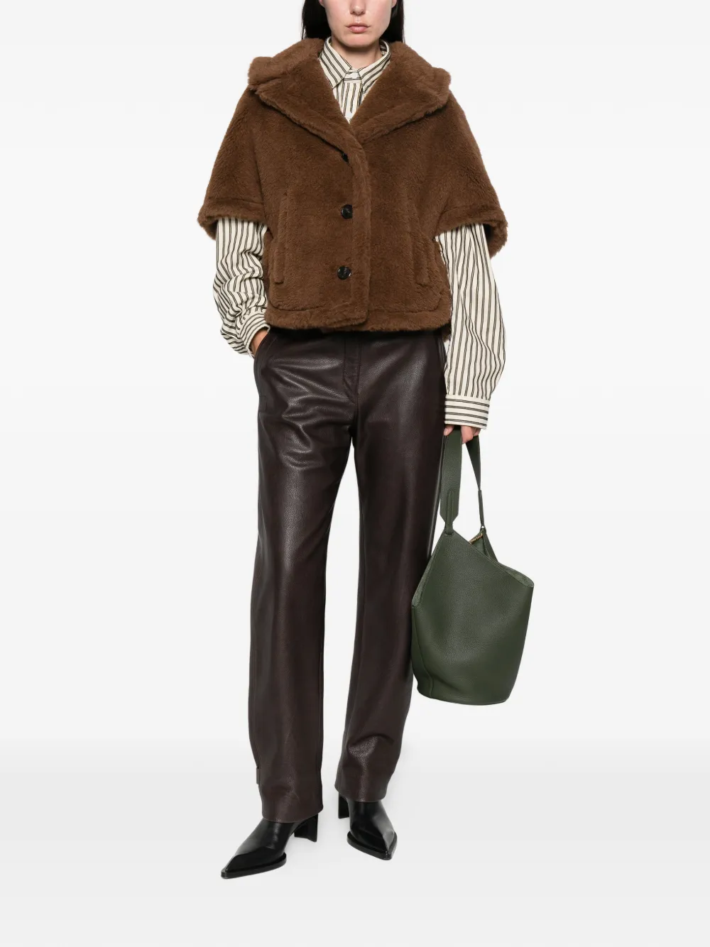 Куртка на пуговицах из плюшевого материала Max Mara, коричневый — фото 2