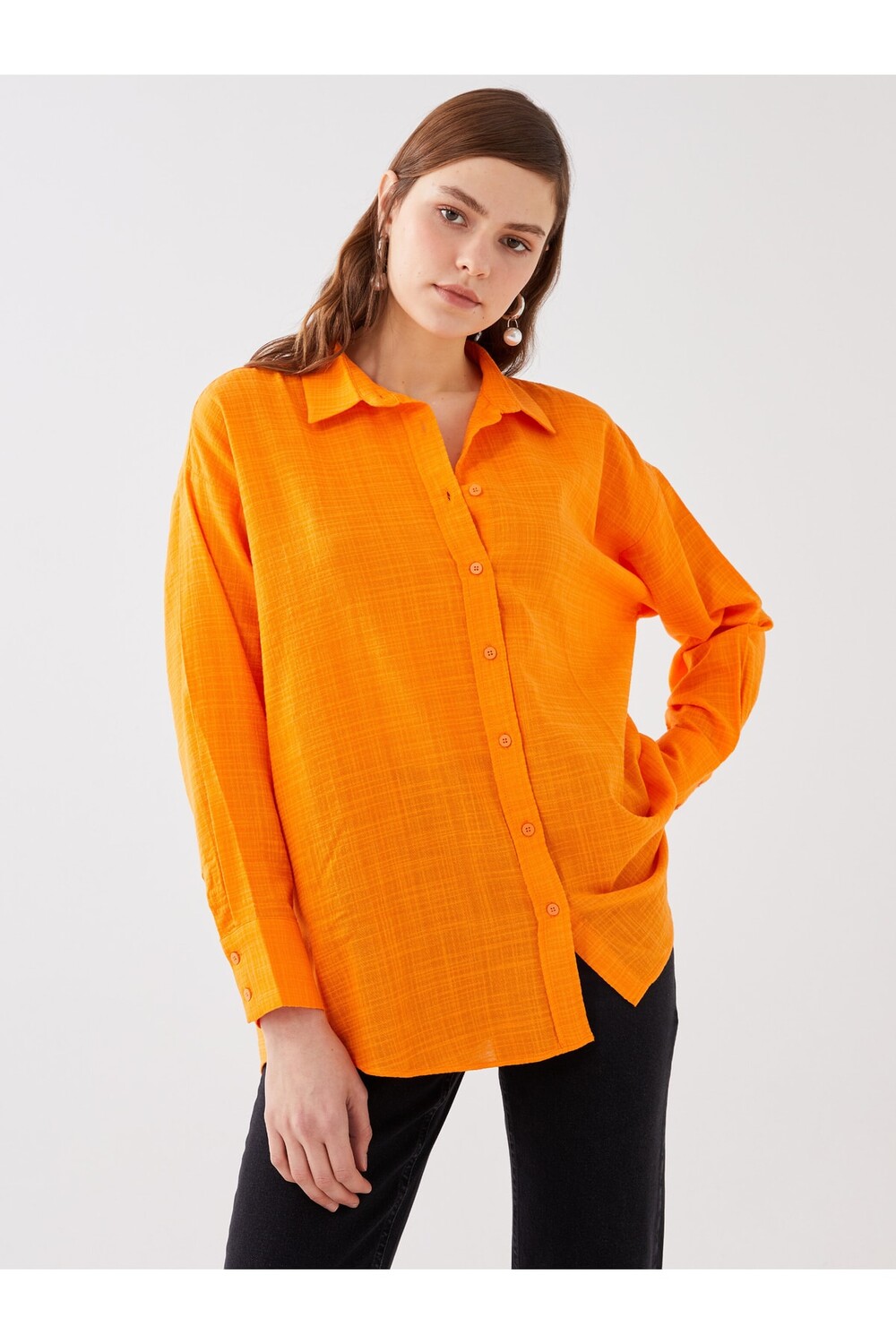 

Рубашка - Оранжевая - Oversize LC Waikiki, оранжевый