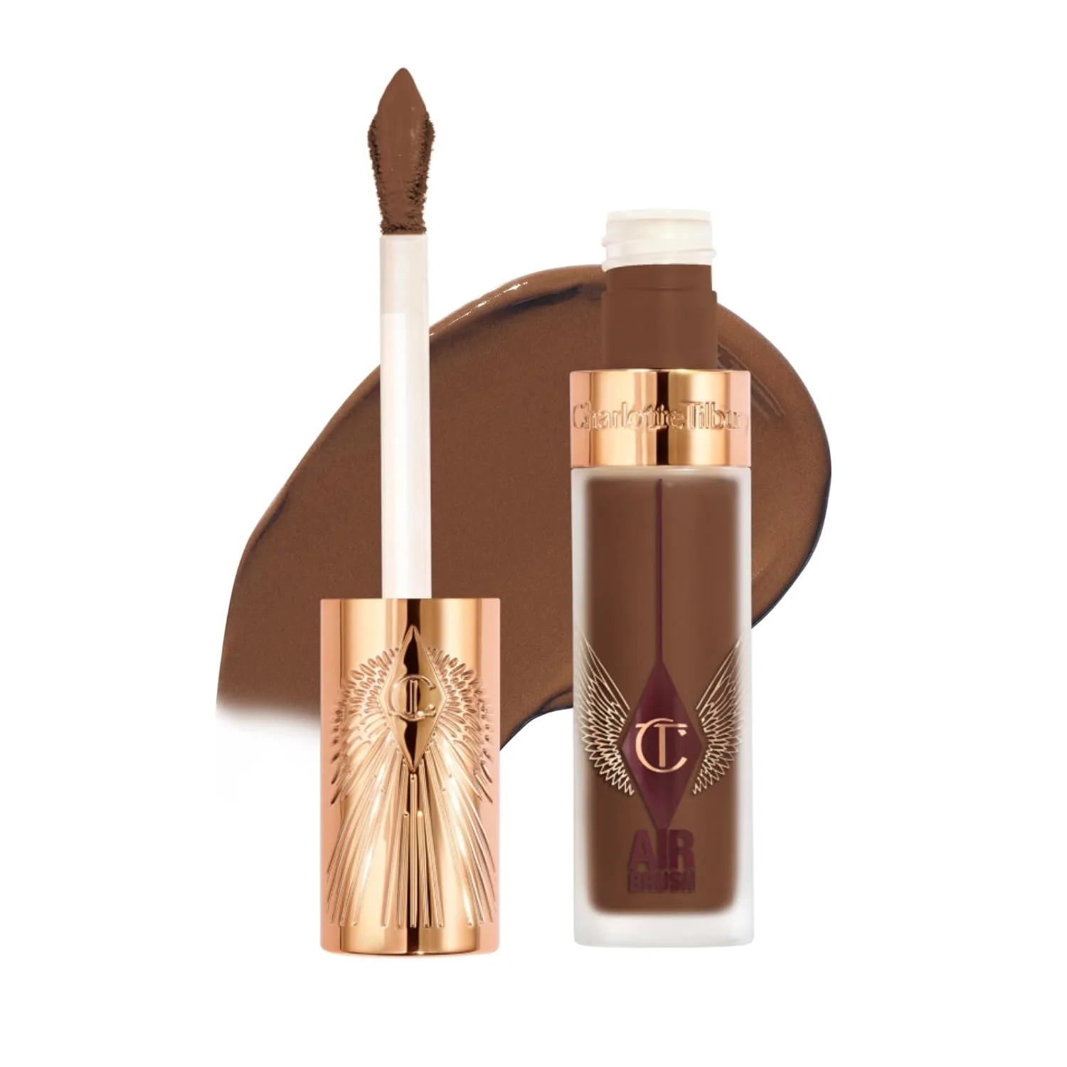 Charlotte Tilbury AIRbrush Flawless Blur Concealer - долговечный консилер для темных кругов, несовершенств и покраснений, увлажняющий, стойкий к складкам, с полным покрытием и натуральным матовым финишем, 15.5 Deep - Deep with neutral warm under...