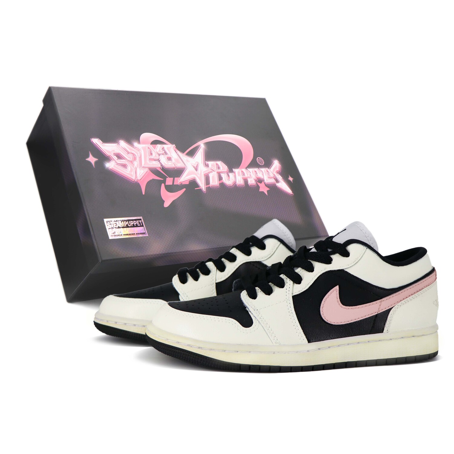 

Кроссовки Air Jordan 1 Vintage Basketball Shoes Women's Low-top White/black/pink, цвет Smoked roses