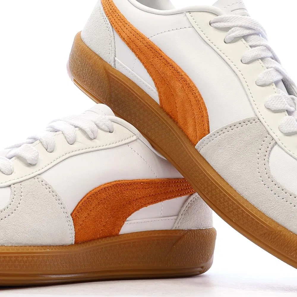Кроссовки мужские PUMA Palermo Leather, кожа, белый/оранжевый