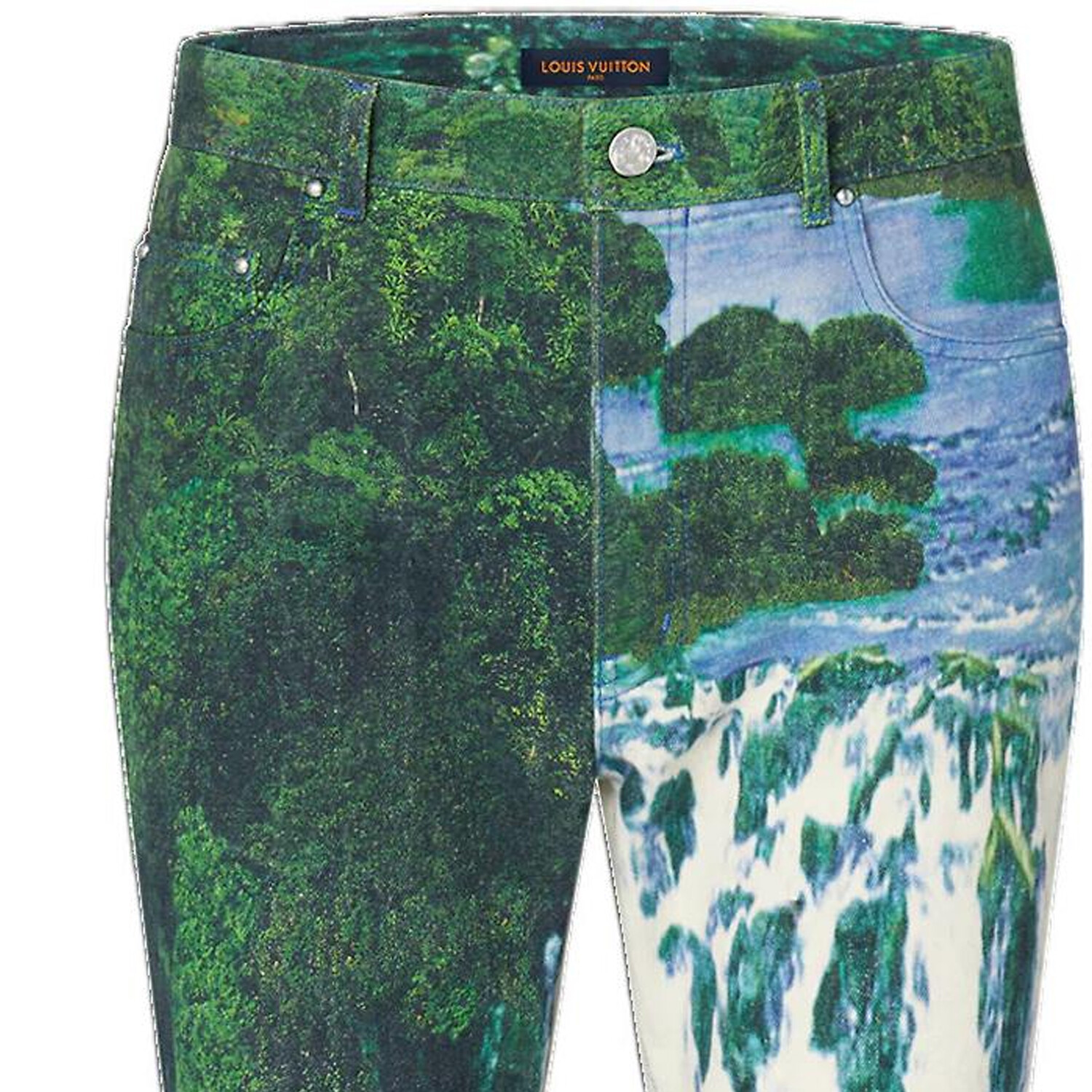 Новые квартальные продукты LV Jeans Men Green Louis Vuitton, зеленый — фото 2