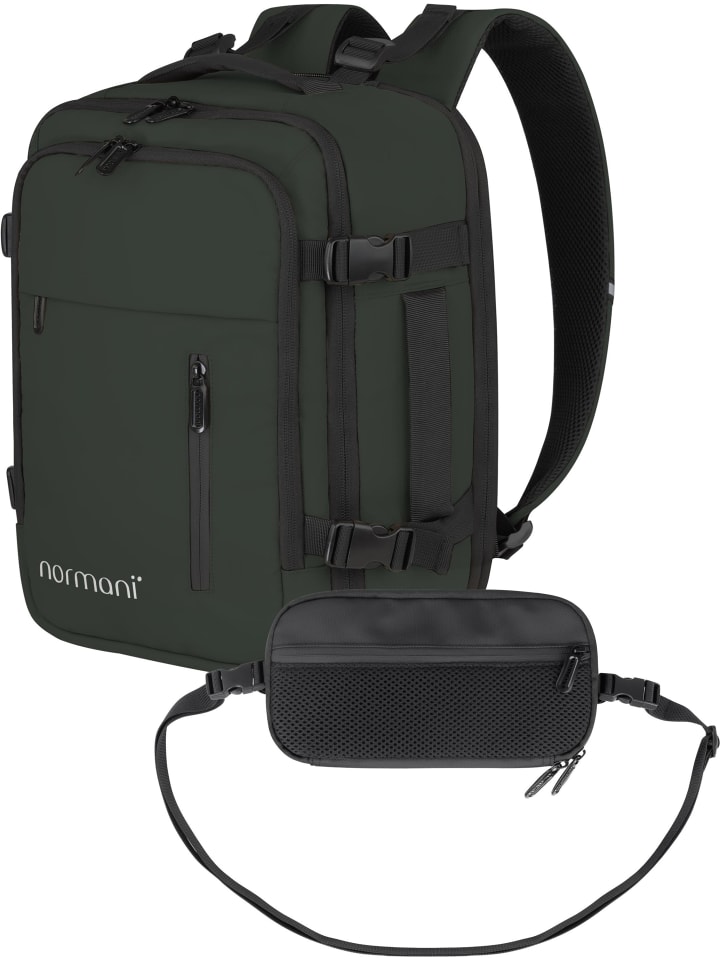 

Normani Расширяемый рюкзак для ручной клади с нагрудным карманом для паспорта, оливкового цвета