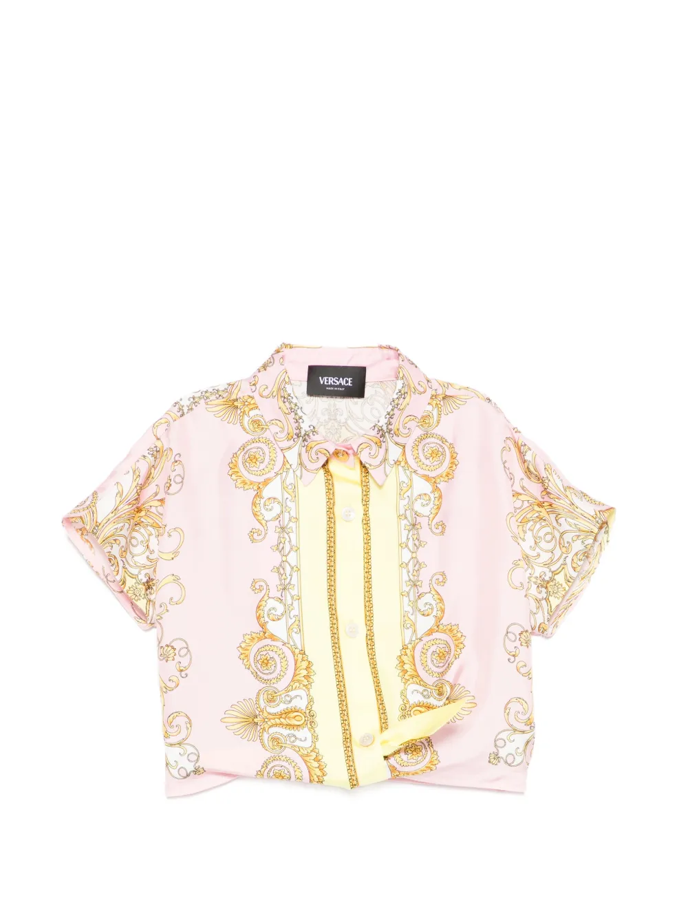 

Рубашка с барочным принтом Versace Kids, розовый