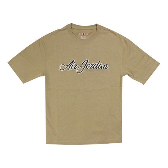 

Футболка remastered logo embroidered round neck short sleeve olive green Air Jordan, зеленый