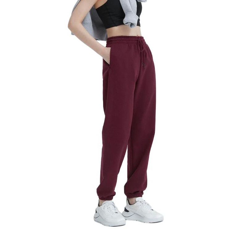 UNIQLO Женские трикотажные спортивные штаны, цвет Burgundy — фото 3