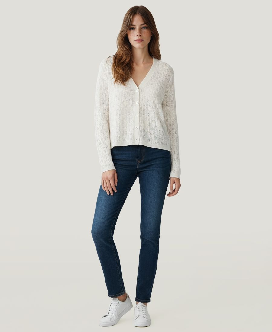 

Женский кашемировый кардиган Soft by с ажурной отделкой NAADAM, White