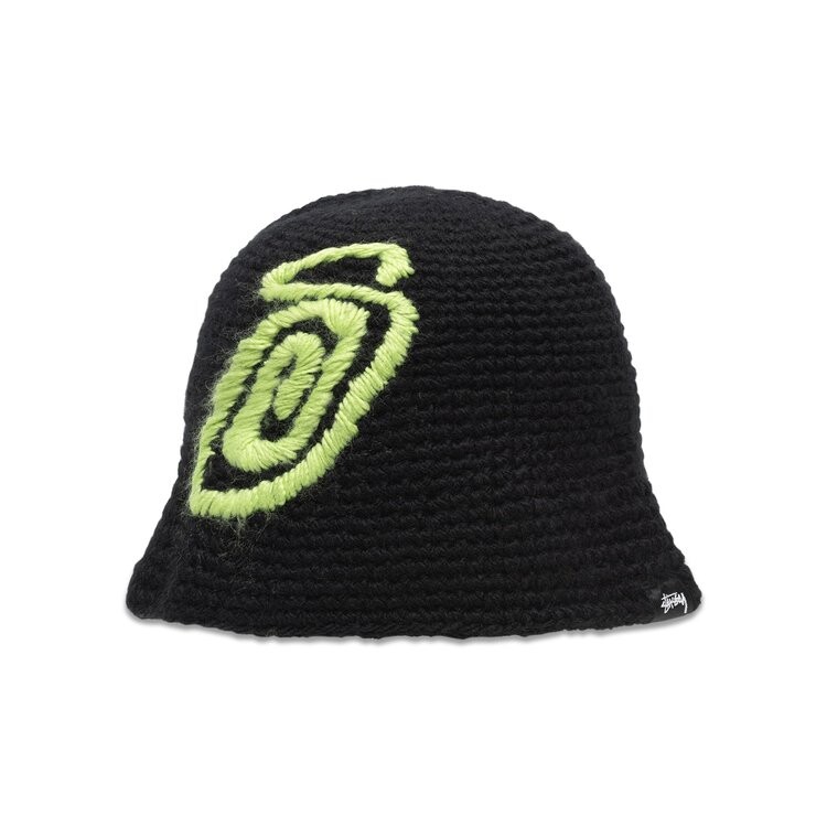 

Панама Stussy Swirly S Knit Bucket Hat, черный