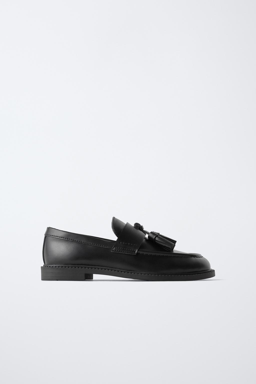 

Мокасины с кисточками ZARA, черный