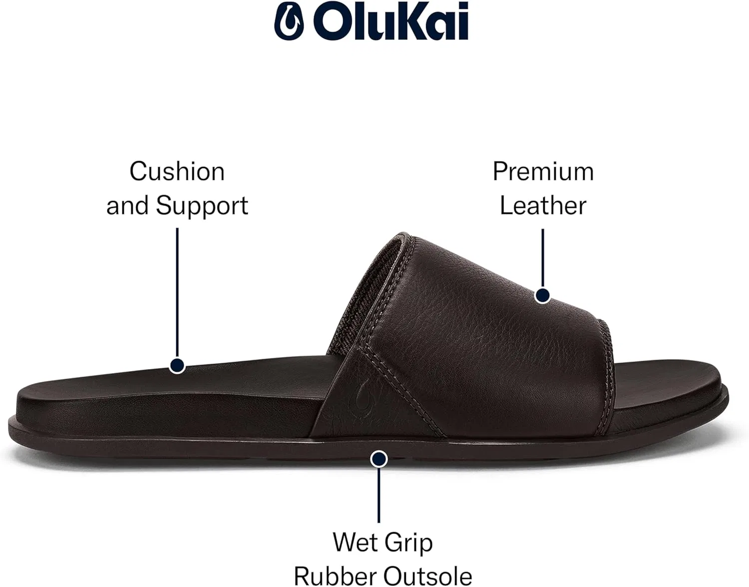 Сандалии кожаные с поддержкой стопы OLUKAI, темно-коричневые — фото 4