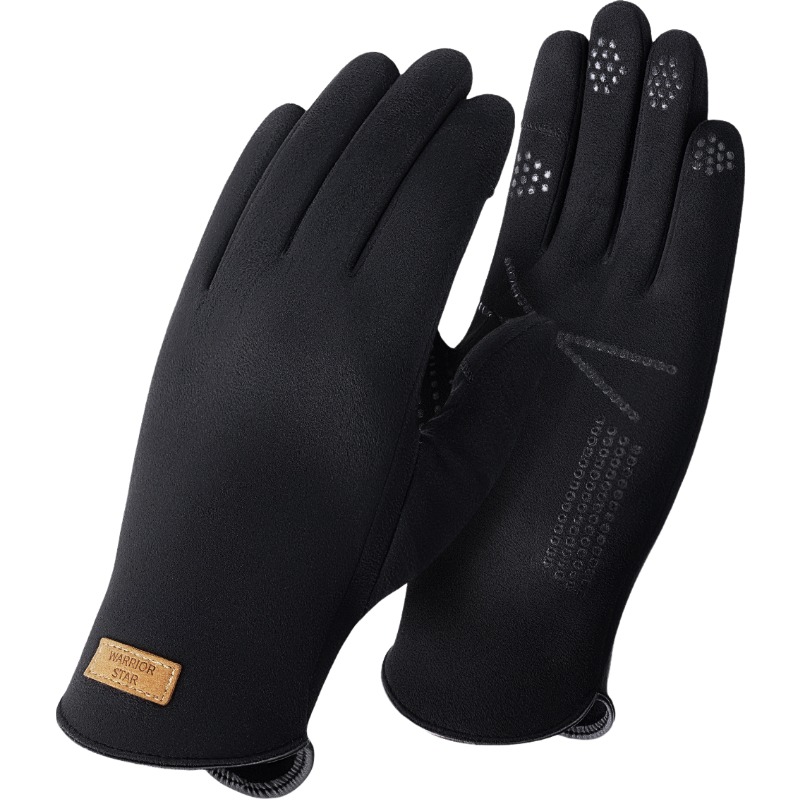 

Перчатки из замши и трикотажа Unisex WARRIOR, черный[comfortable thermal, finger-exposed touchscreen]