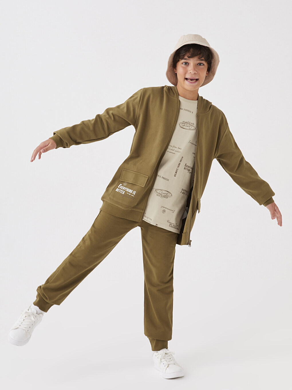 

Толстовка на молнии из органического хлопка с капюшоном и принтом для мальчиков с длинными рукавами LCW Kids, горчично-желтый