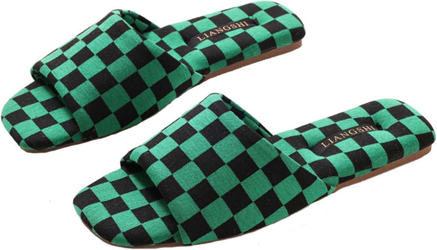 

Роскошные сандалии Yafirgeer в виде шахматной доски для женщин и мужчин, элегантные домашние тапочки с открытым носком, для дома и улицы, зеленый