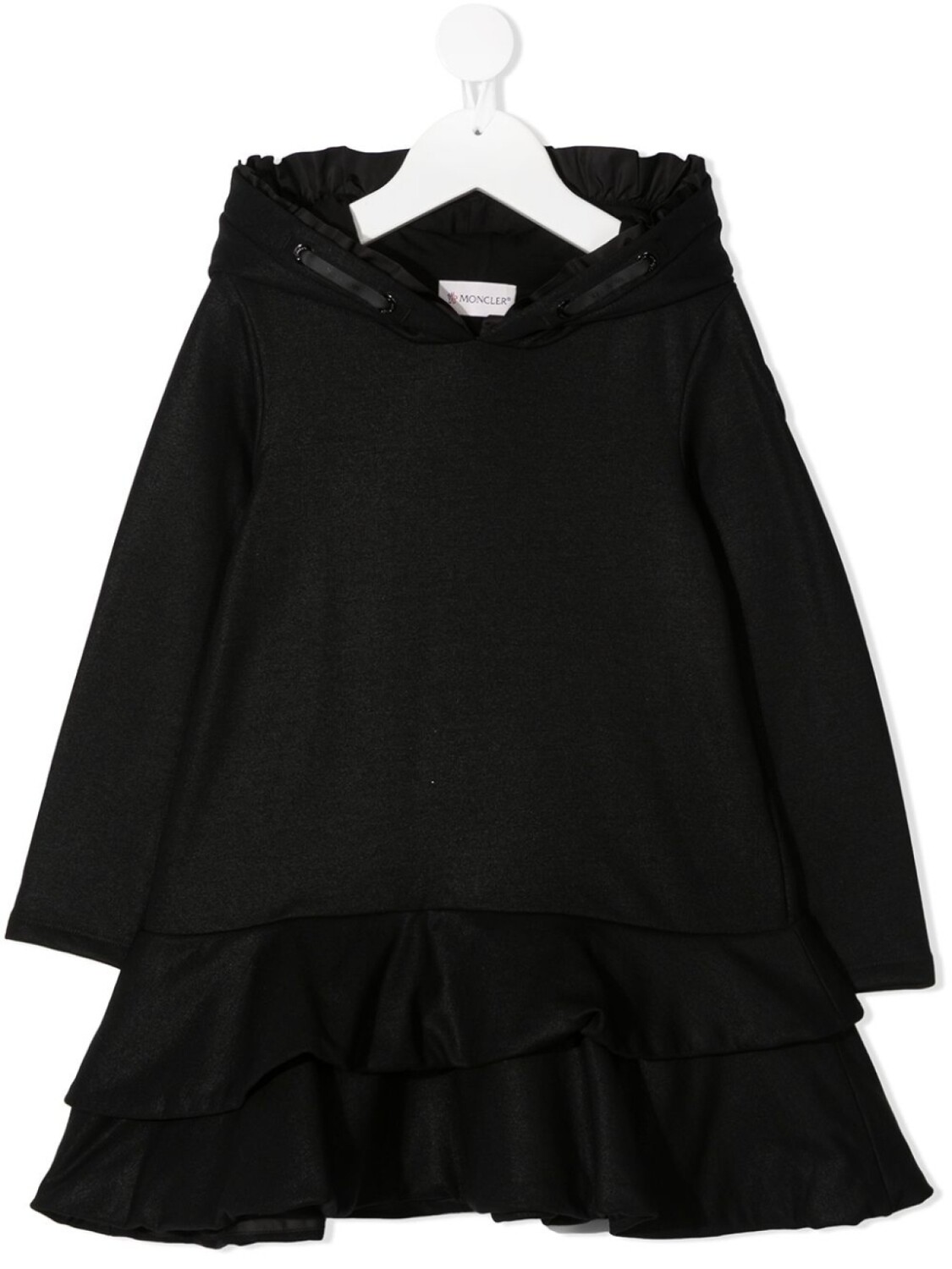 

Moncler Enfant платье с оборками и капюшоном, черный