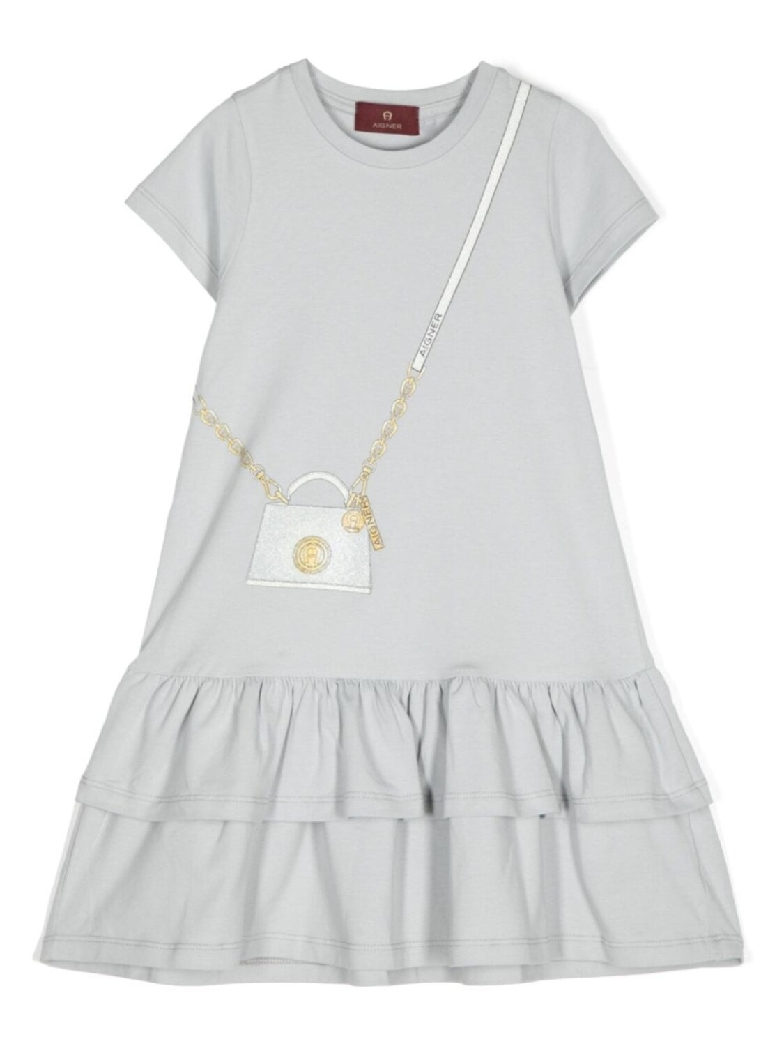 

Aigner Kids платье с графическим принтом и оборками, серый