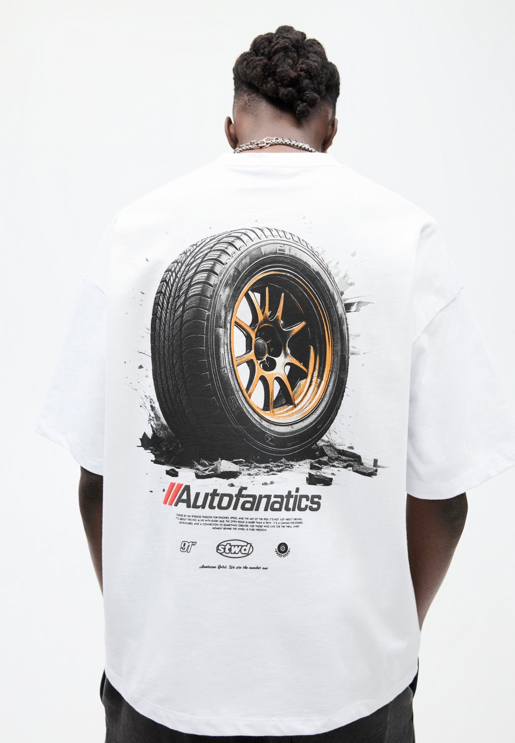 

Футболка с принтом WITH WHEEL DETAIL PULL&BEAR, белый