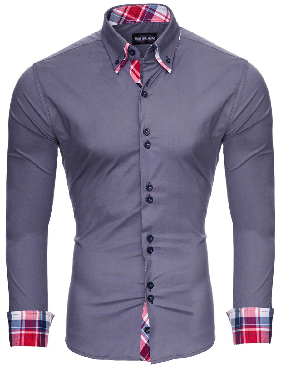 

Рубашка Slim Fit на пуговицах Reslad RS7015, антрацит