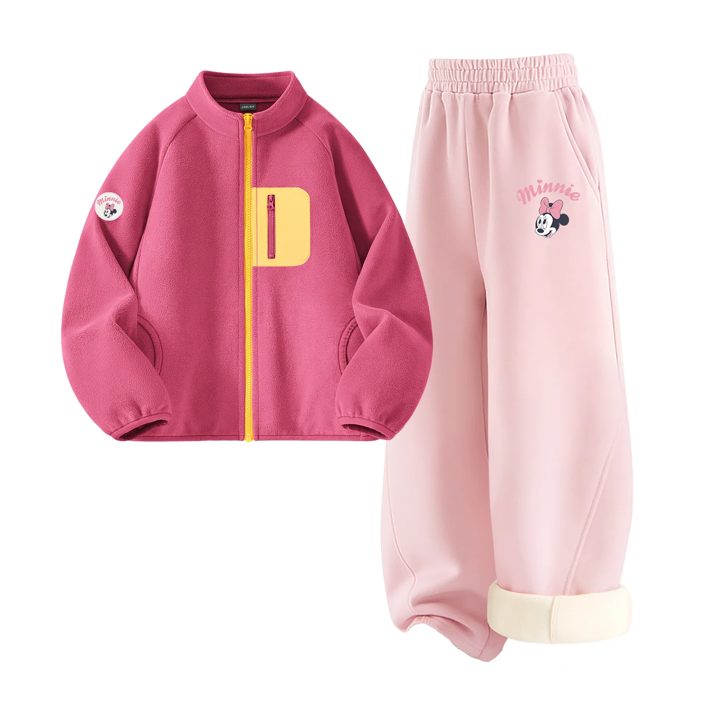 Детская спортивная одежда с воротником стойкой Disney, [Thickened and Fleece-Lined]Dini Medium Round Hook-and-Loop K Light Milk White+Di Lift Eye K Heather Gray — фото 3